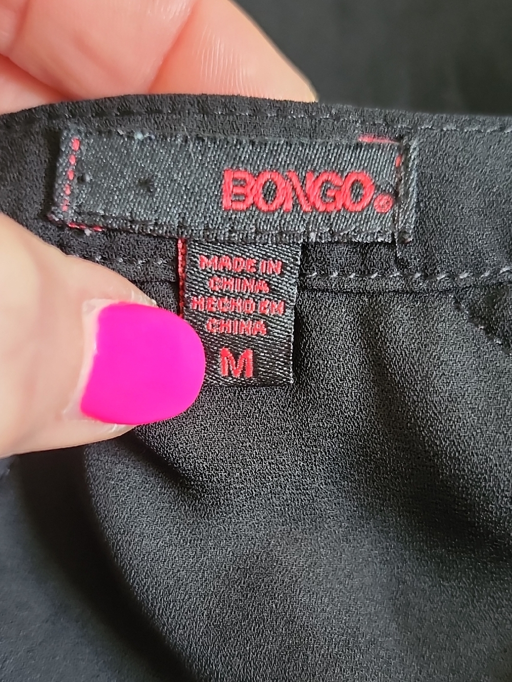 Bongo Black Semi Sheer Blouse, Cutouts At Shoulders, Zip Neck, M - Picture 5 of 7